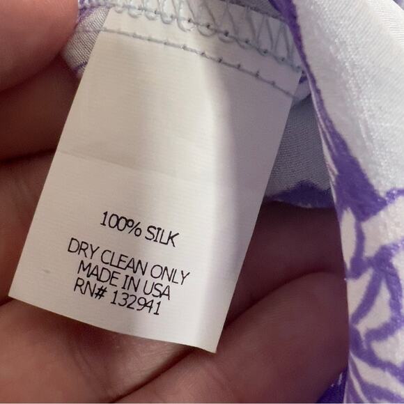 Amanda Uprichard Light Blue Purple Floral Cold Shoulder Flutter Silk Blouse M - Picture 6 of 7